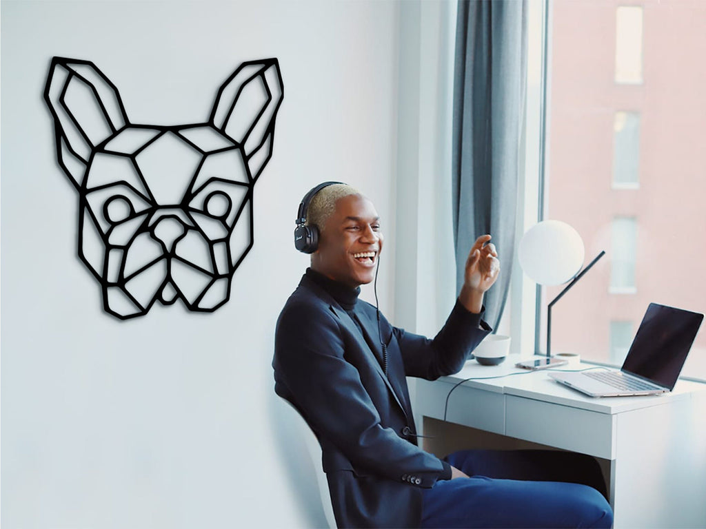 Geometric French Bulldog Wood Wall Art: Modern Home Decor