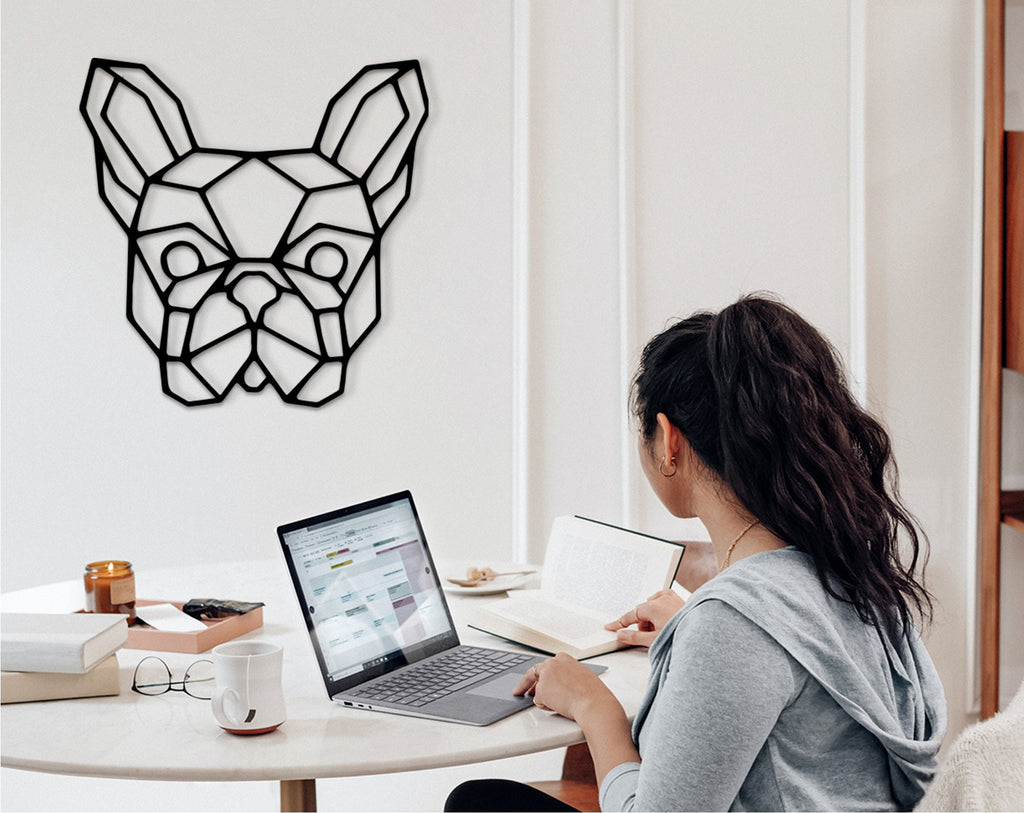 Geometric French Bulldog Wood Wall Art: Modern Home Decor