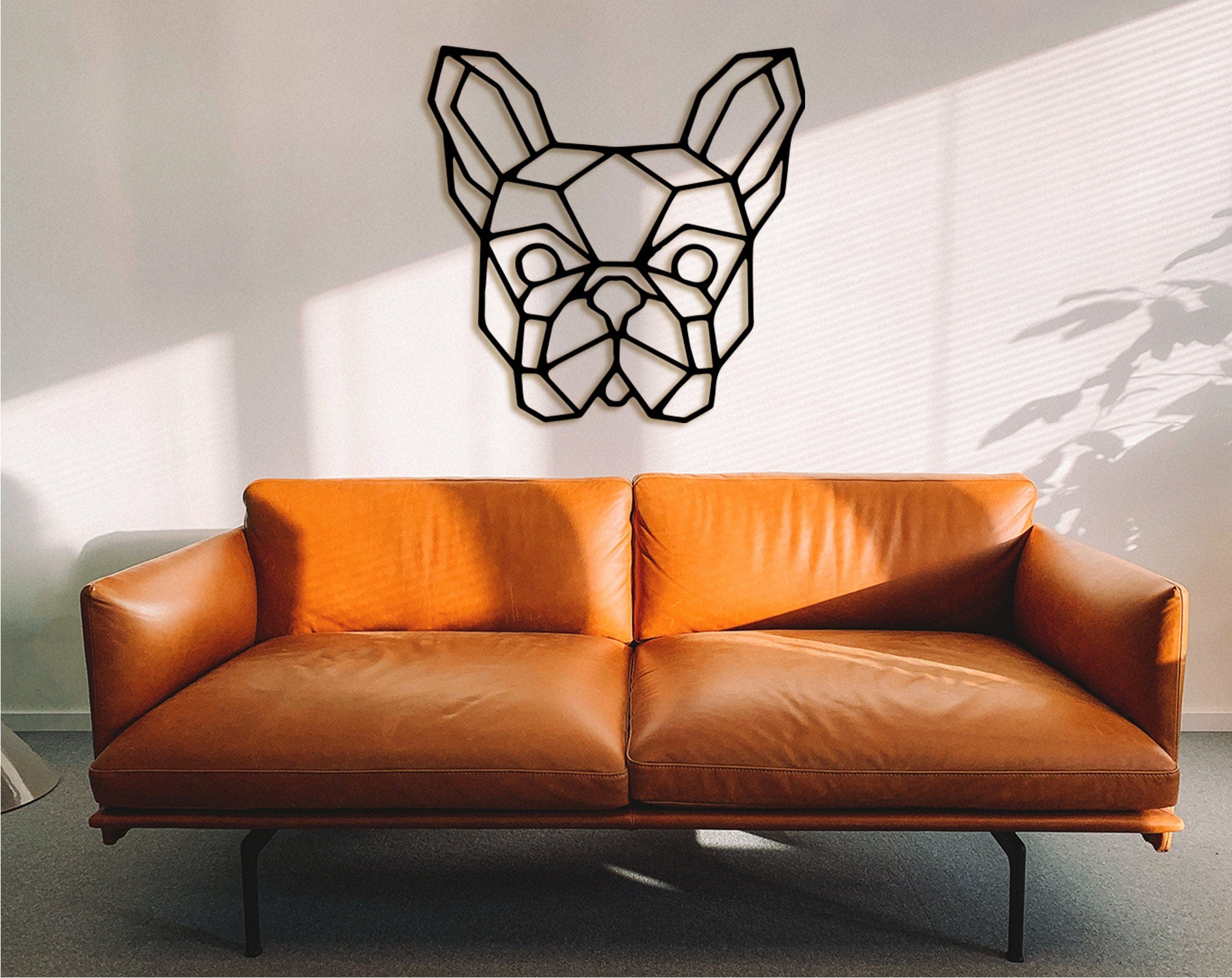 Geometric French Bulldog Wood Wall Art: Modern Home Decor