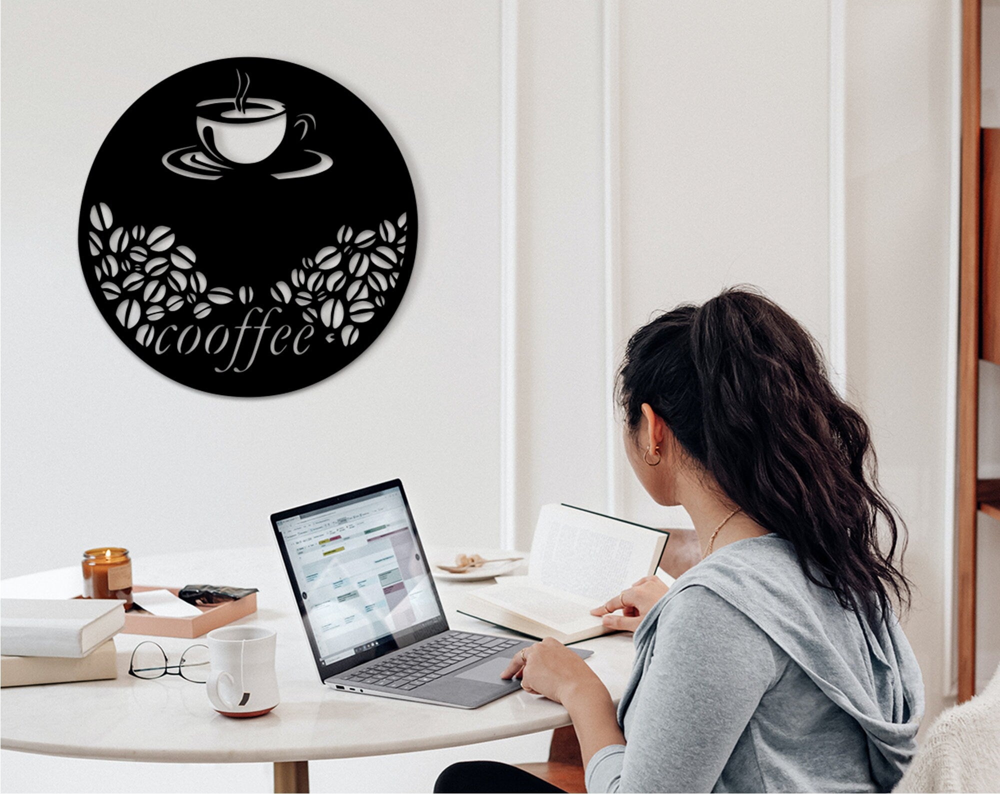 Coffee Bar Wood Sign: Modern Wall Decor Art