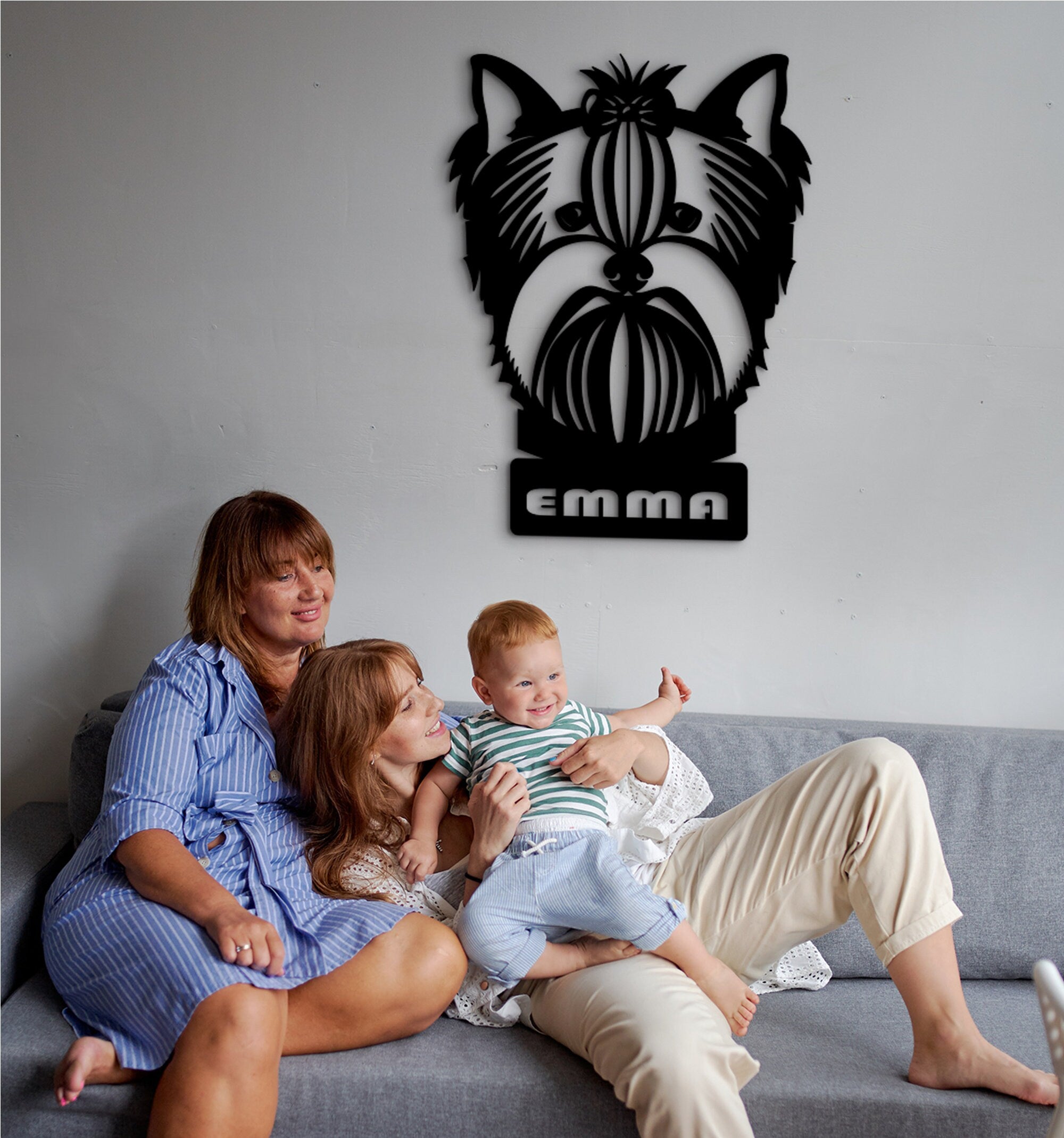 Geometric Yorkshire Terrier Wood Wall Art: Dog Lover Gift