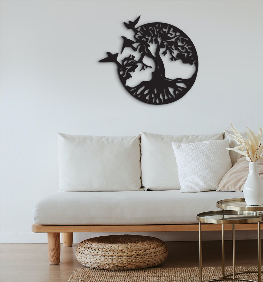 Tree of Life Wood Wall Art: Monogram Sign, Indoor Outdoor Decor