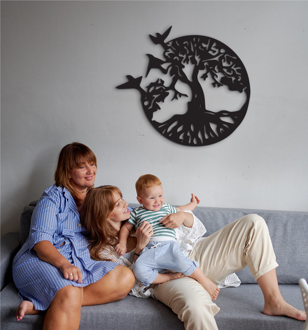 Tree of Life Wood Wall Art: Monogram Sign, Indoor Outdoor Decor