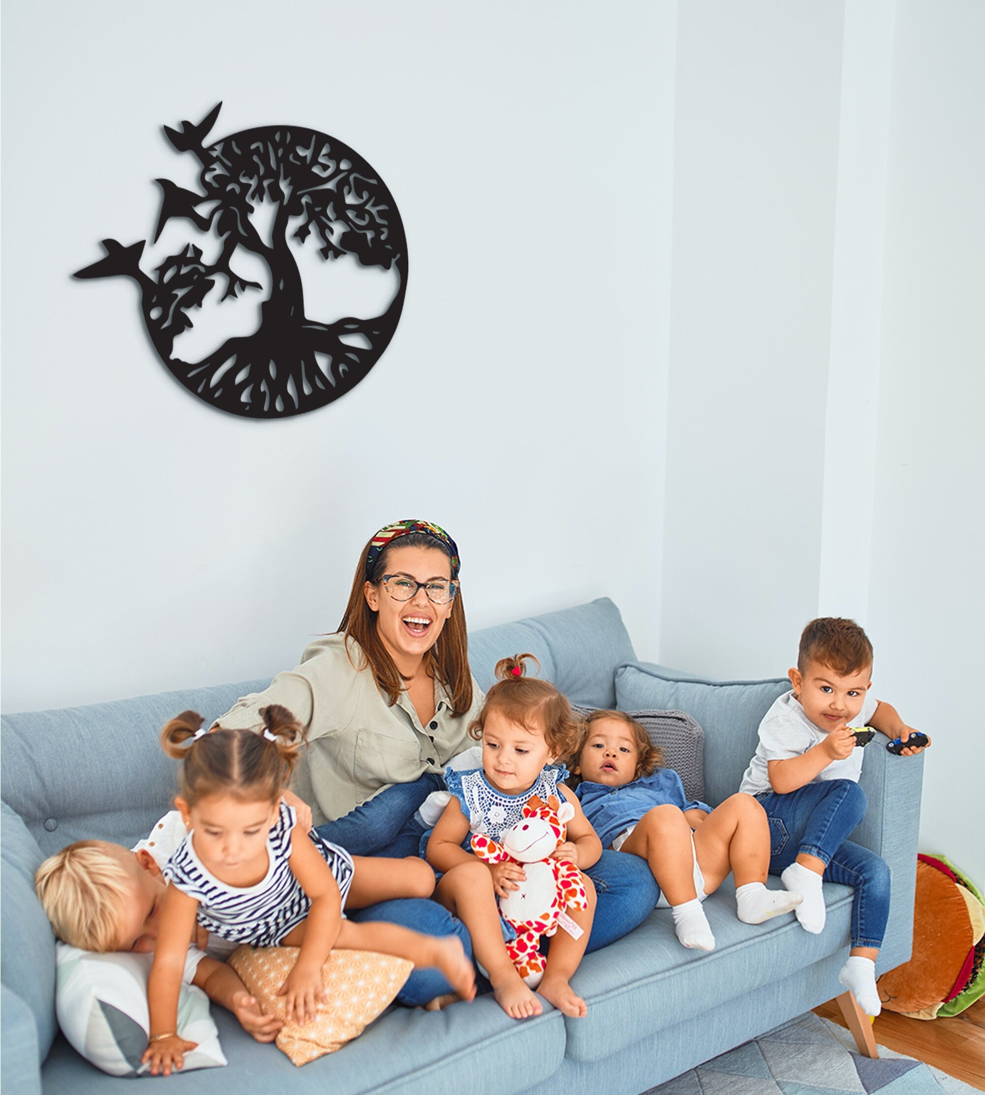 Tree of Life Wood Wall Art: Monogram Sign, Indoor Outdoor Decor