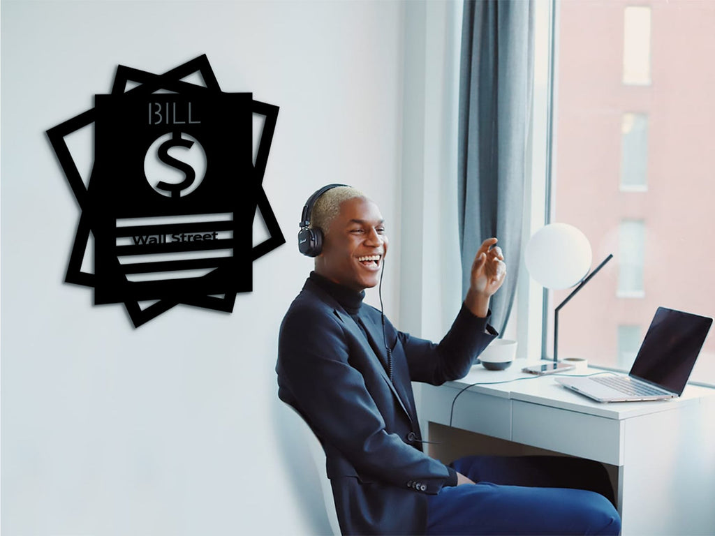 Wall Street Decor: Geometric MDF Trading Wall Art