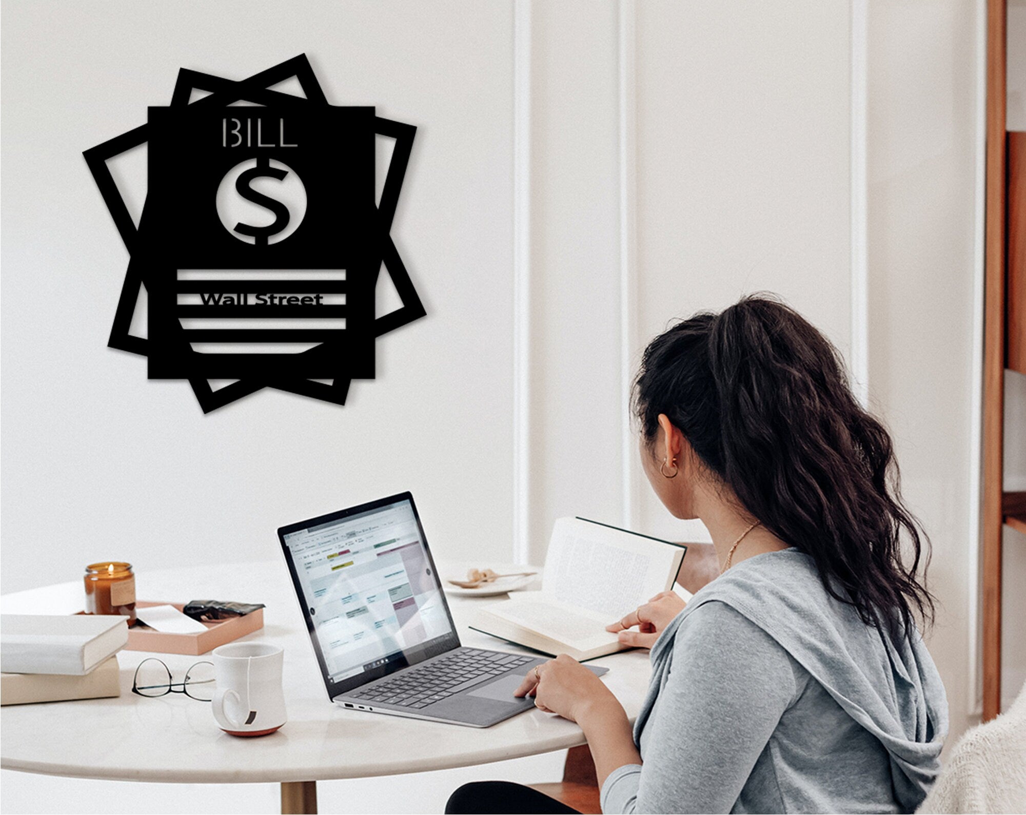 Wall Street Decor: Geometric MDF Trading Wall Art