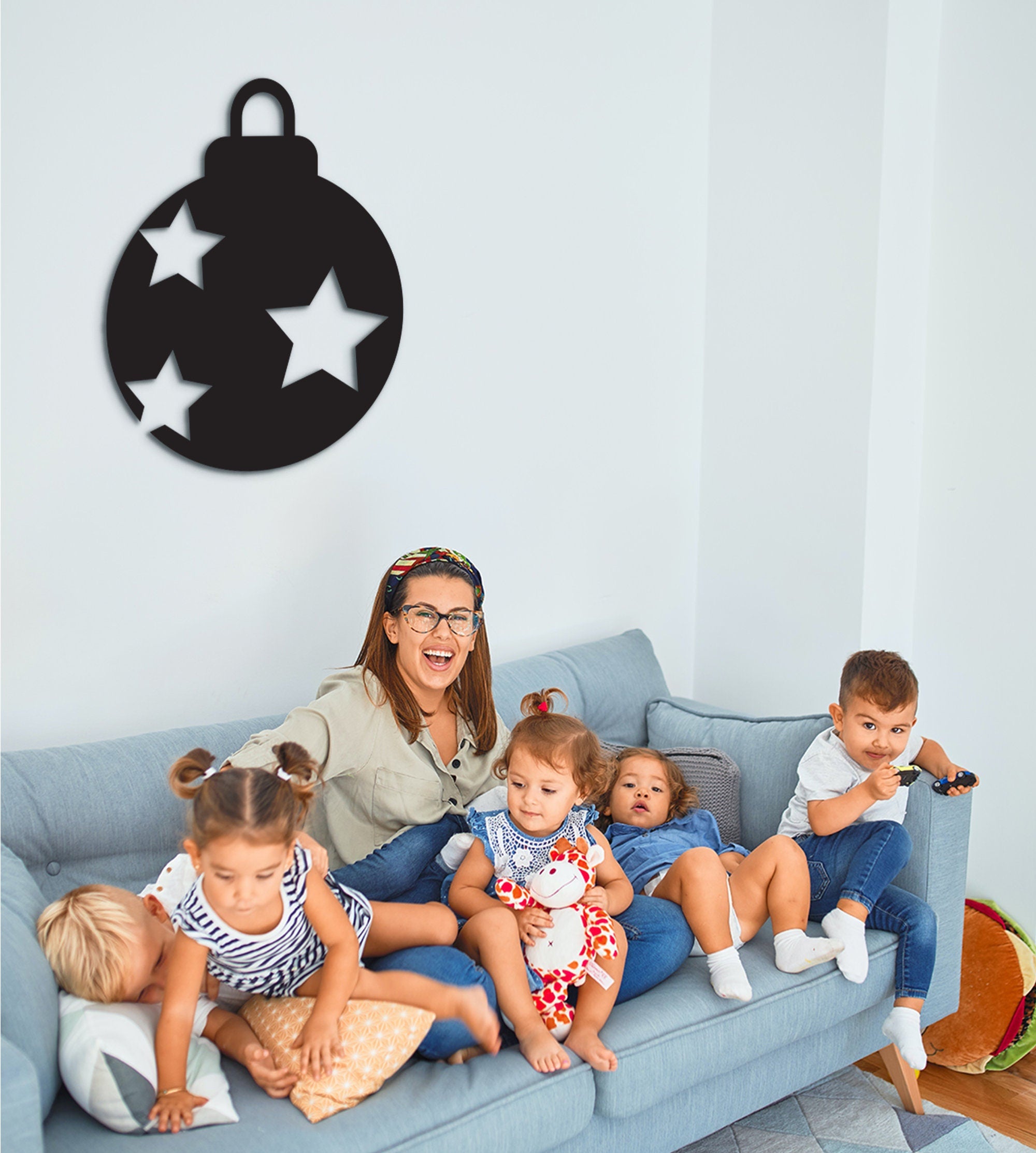 Wooden Christmas Ball Ornament: Handmade Holiday Wall Decor