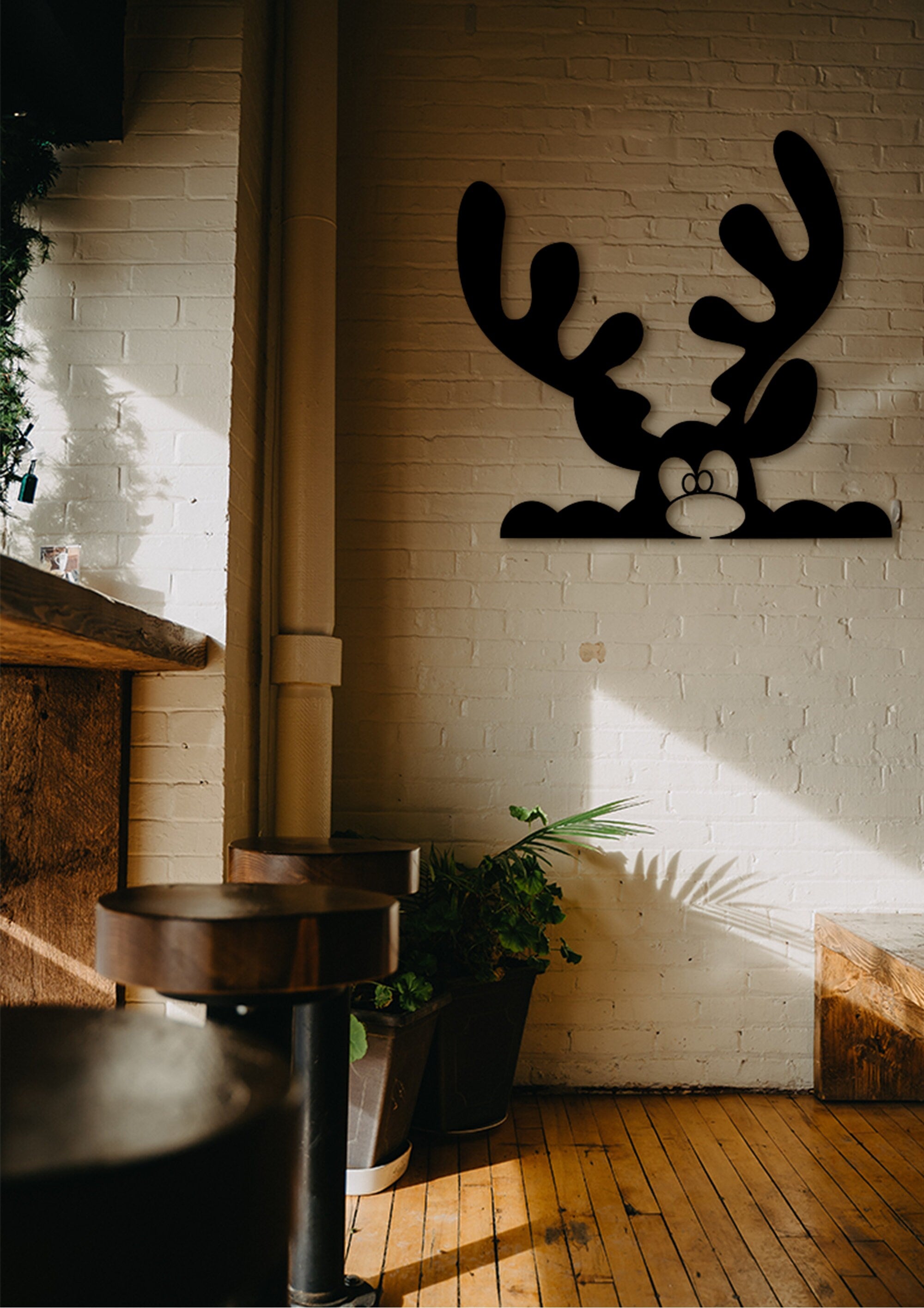 Wooden Rudolf Ornament: Christmas Reindeer Wall Decor