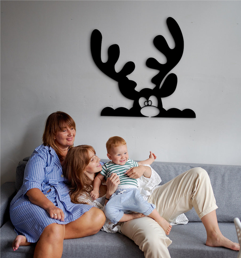 Wooden Rudolf Ornament: Christmas Reindeer Wall Decor