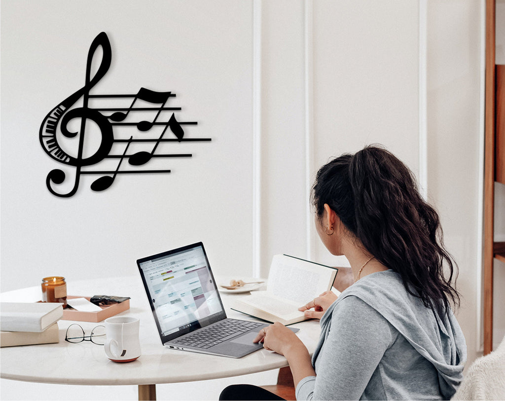 Sol Key Music Notes Wood Wall Art: Music Studio Decor