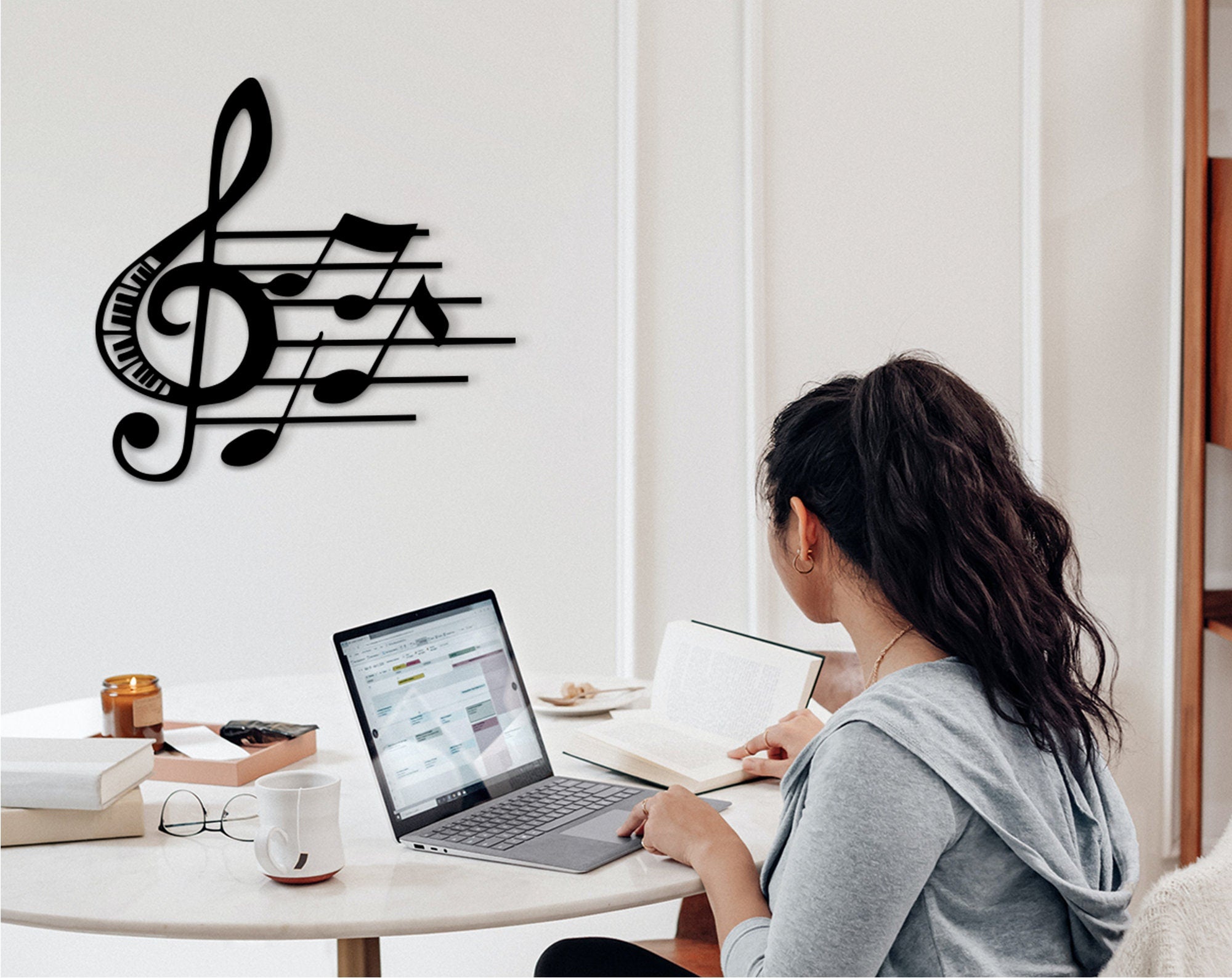 Sol Key Music Notes Wood Wall Art: Music Studio Decor