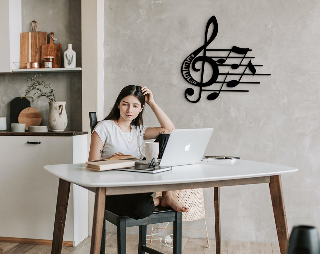 Sol Key Music Notes Wood Wall Art: Music Studio Decor