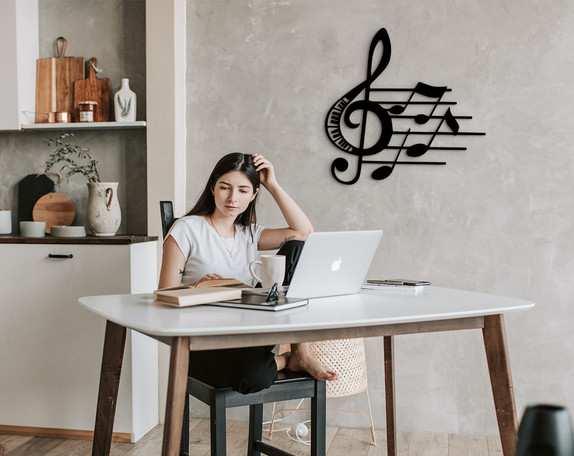 Sol Key Music Notes Wood Wall Art: Music Studio Decor