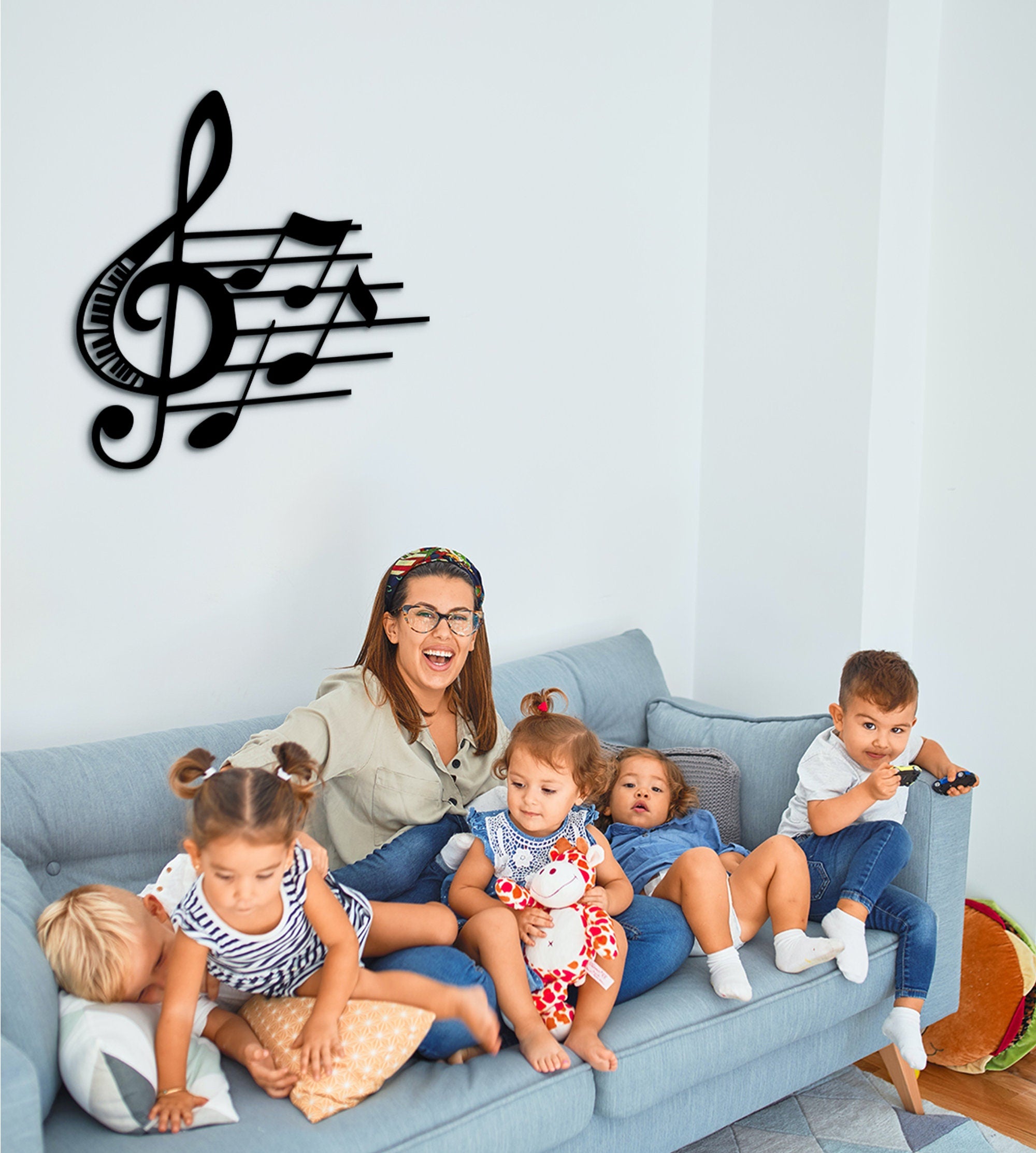 Sol Key Music Notes Wood Wall Art: Music Studio Decor