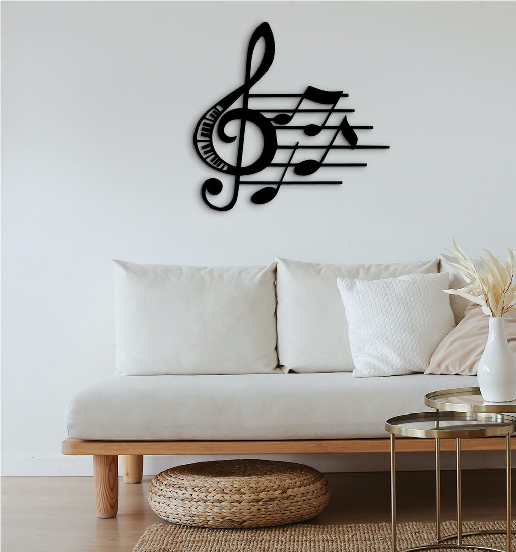 Sol Key Music Notes Wood Wall Art: Music Studio Decor