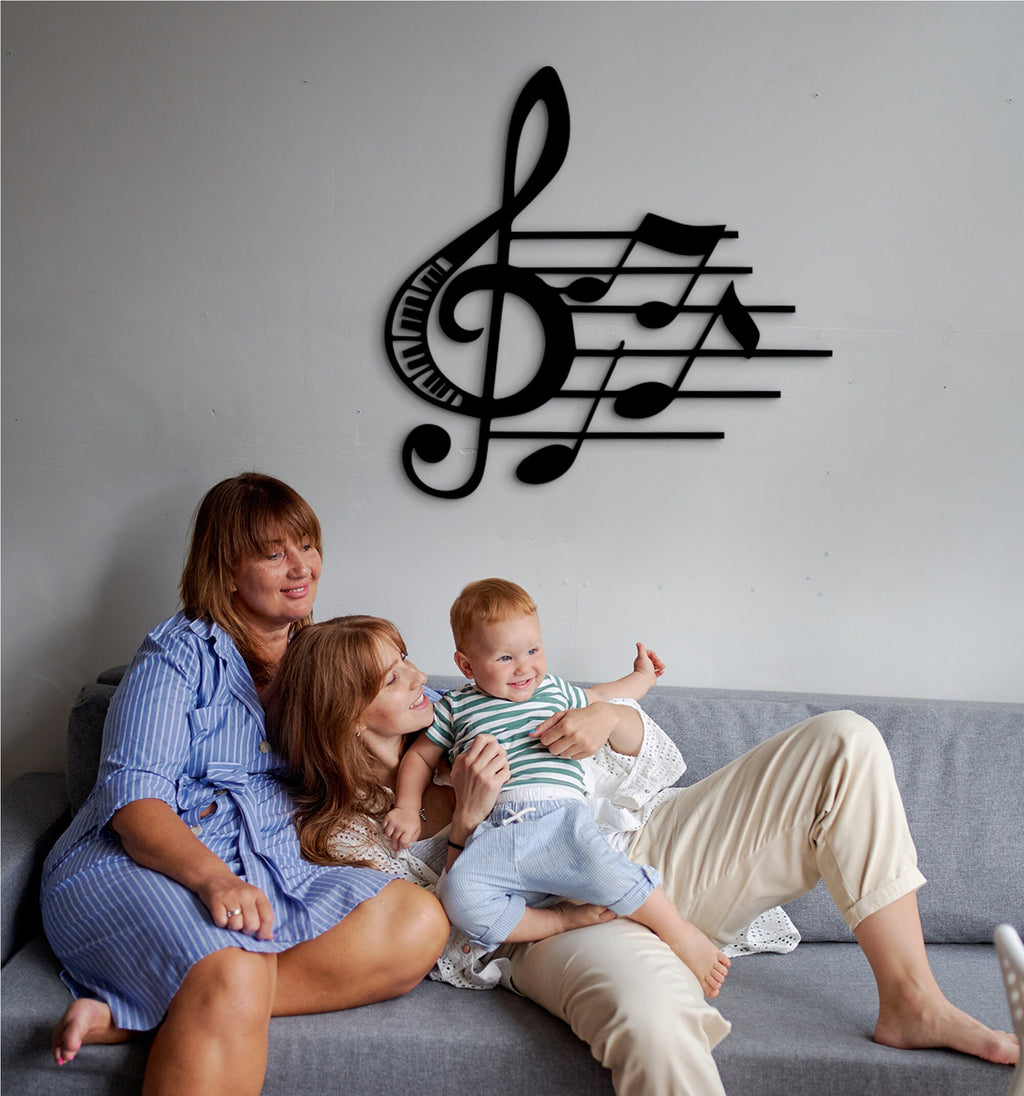 Sol Key Music Notes Wood Wall Art: Music Studio Decor