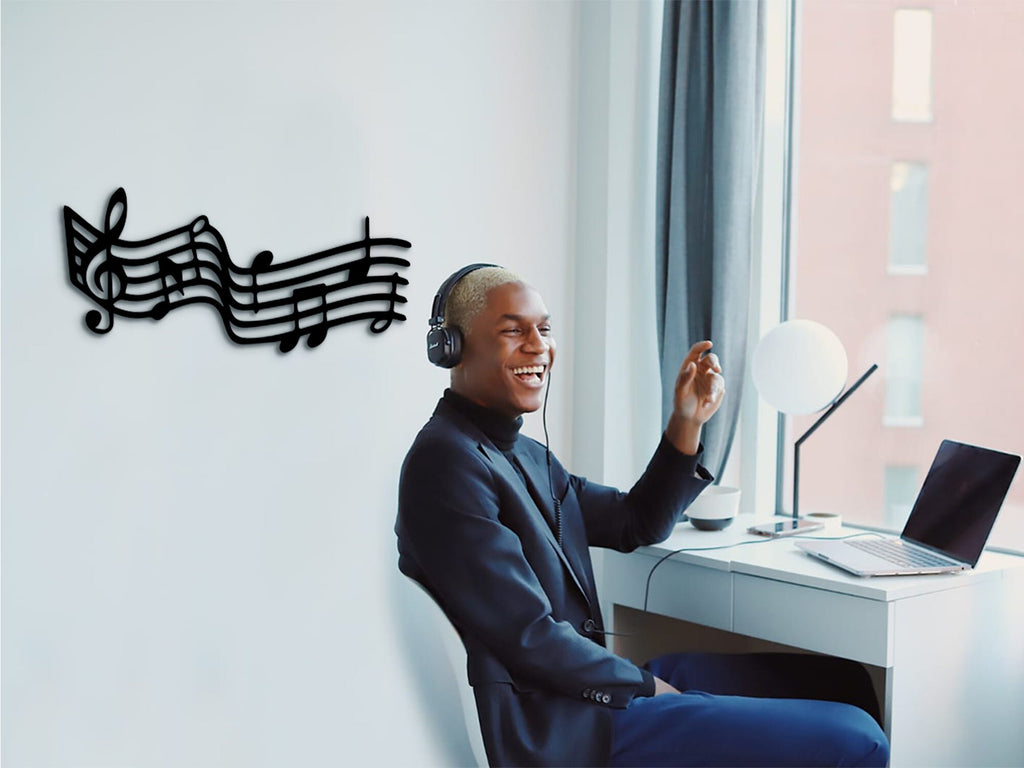 Wood Music Staff Wall Art: Modern Music Room Decor
