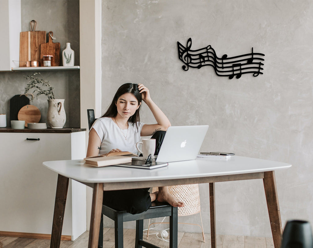 Wood Music Staff Wall Art: Modern Music Room Decor
