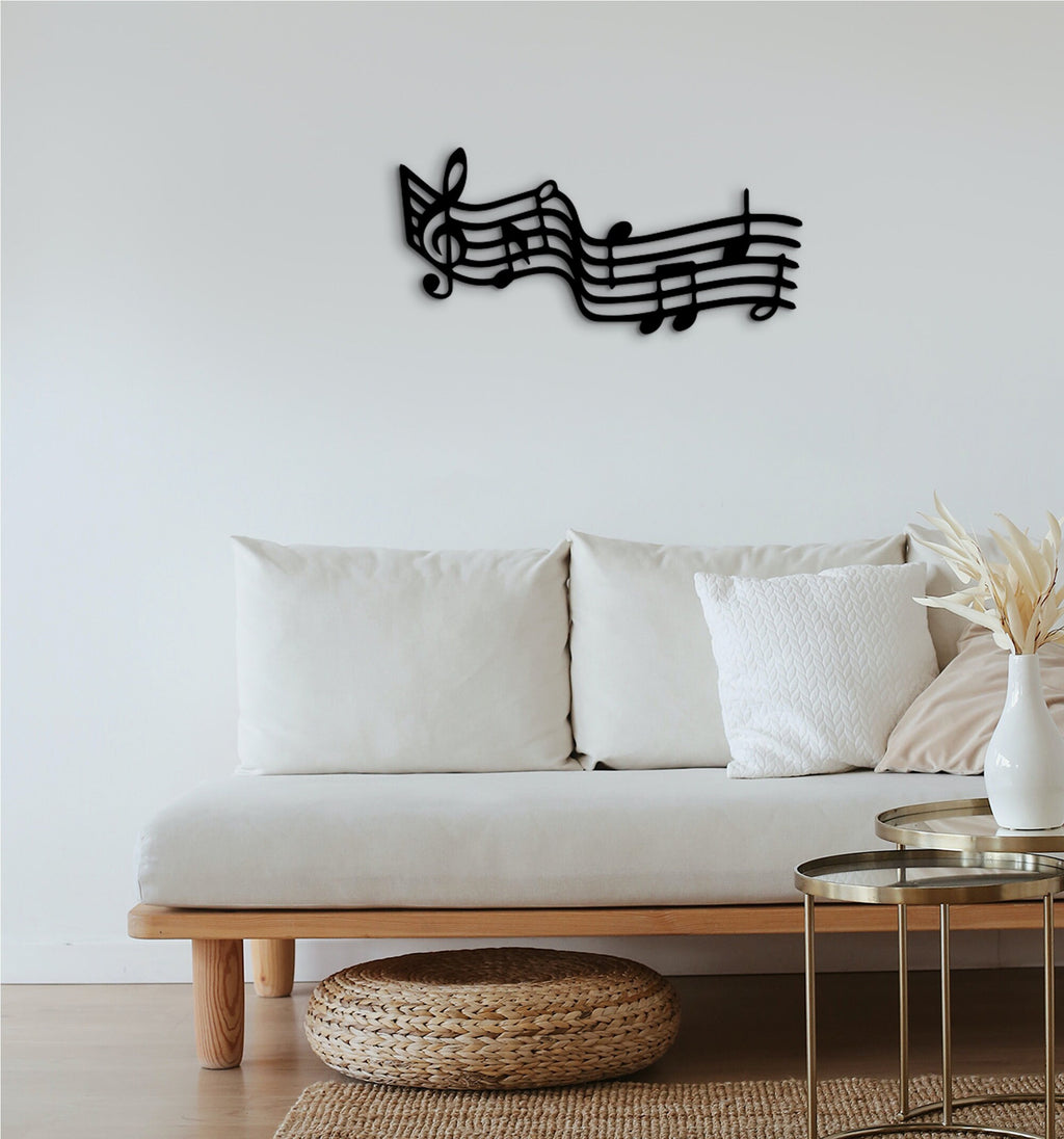 Wood Music Staff Wall Art: Modern Music Room Decor