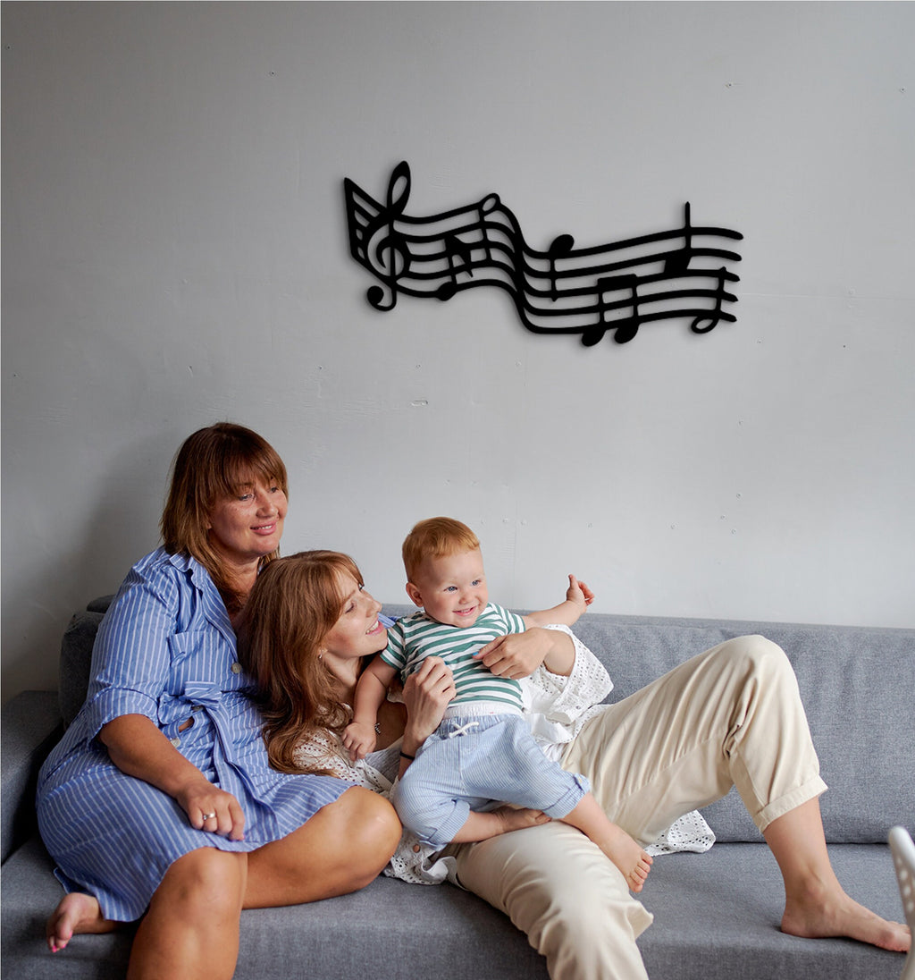 Wood Music Staff Wall Art: Modern Music Room Decor