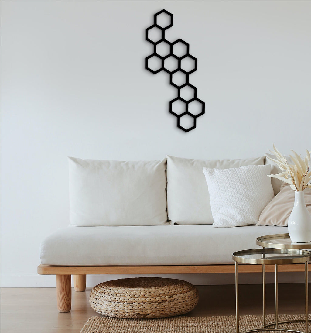 Honeycomb Wood Wall Trellis: Geometric Plant Art Panel