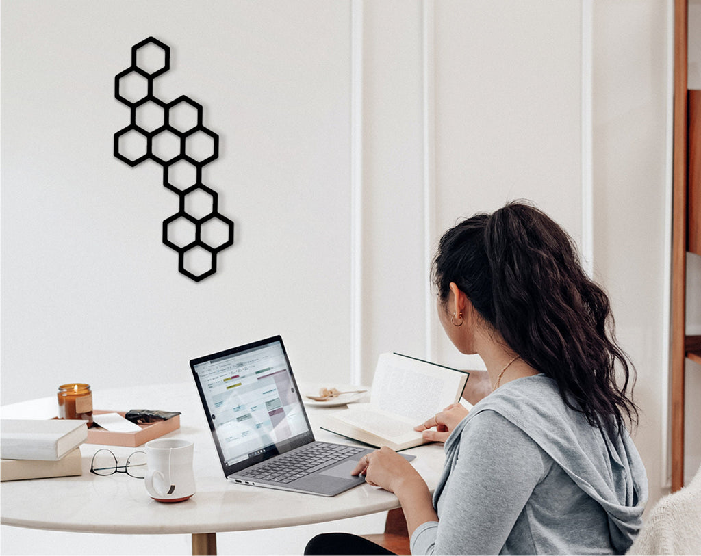 Honeycomb Wood Wall Trellis: Geometric Plant Art Panel