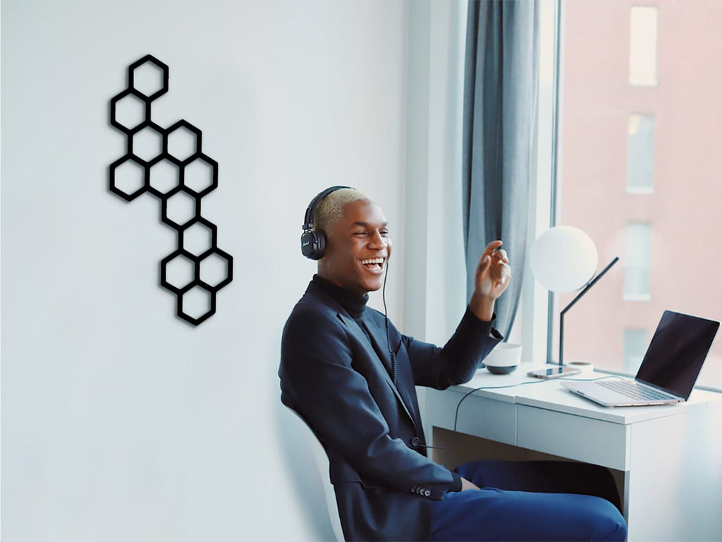 Honeycomb Wood Wall Trellis: Geometric Plant Art Panel