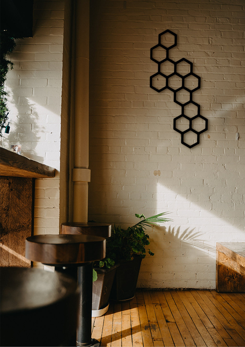 Honeycomb Wood Wall Trellis: Geometric Plant Art Panel