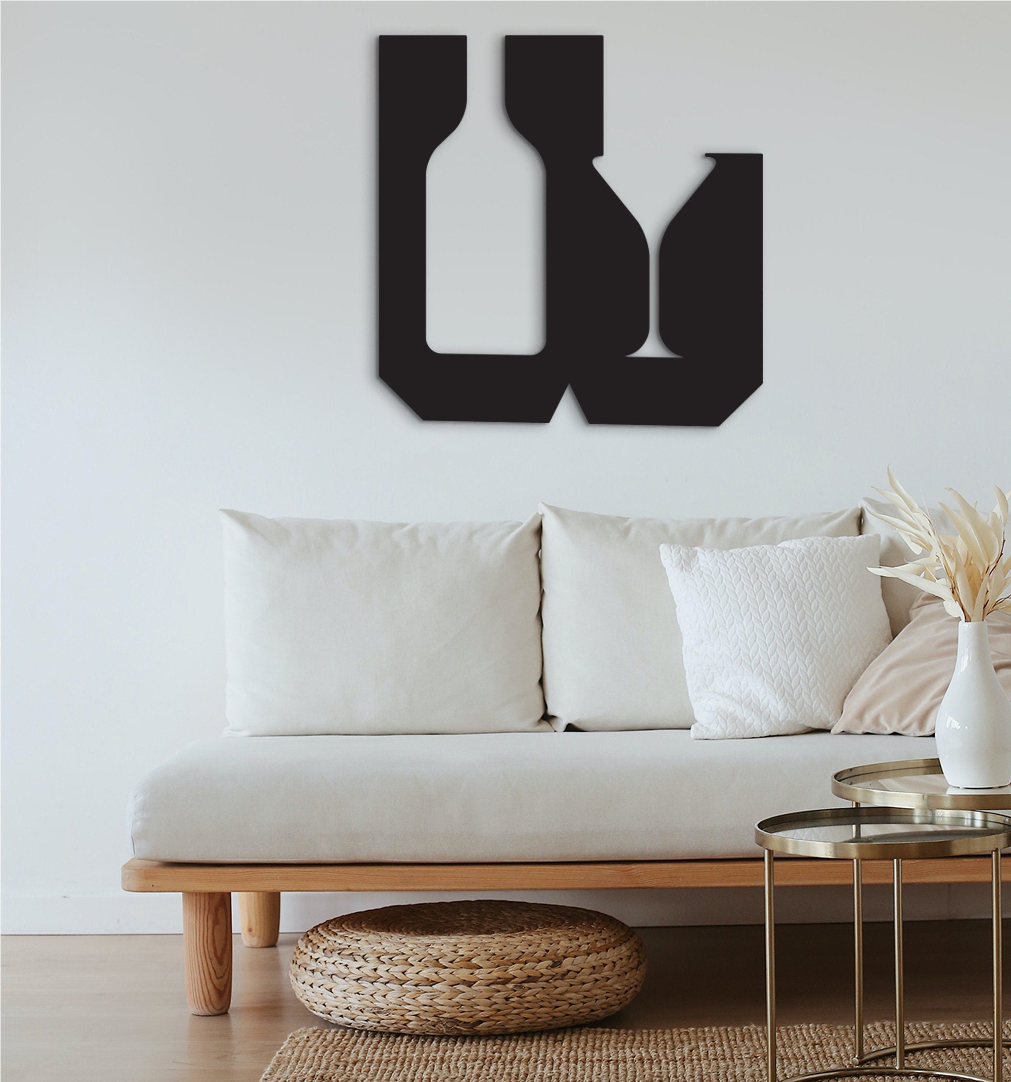 Wine Bottle & Glass Wood Wall Art: Modern Winery Decor