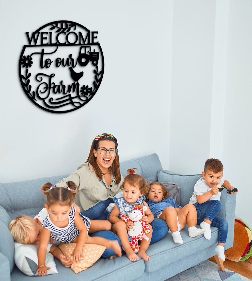 Personalized Farmhouse Sign: Welcome To Our Farm, MDF Wall Decor