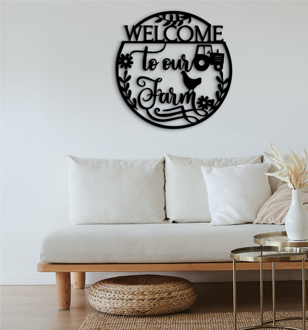 Personalized Farmhouse Sign: Welcome To Our Farm, MDF Wall Decor
