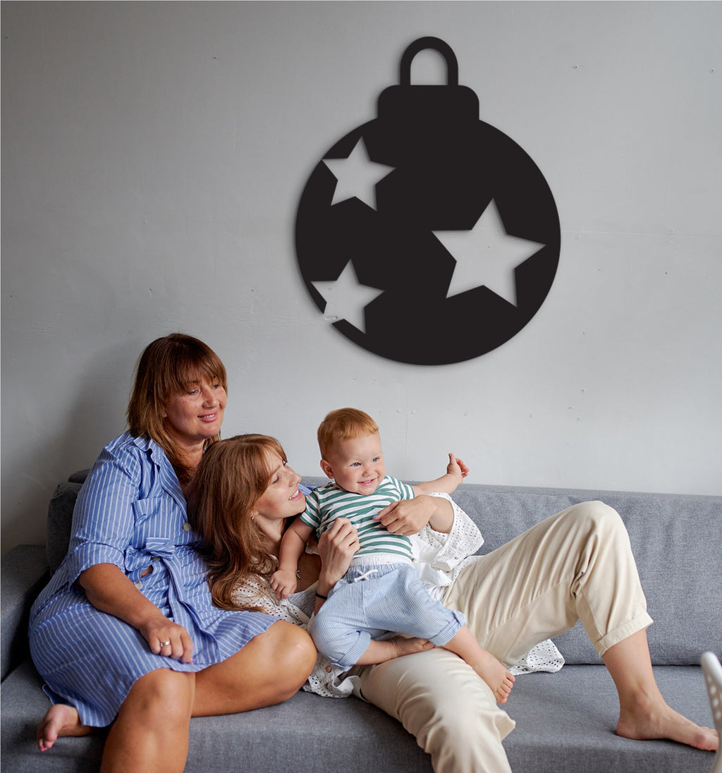 Wooden Christmas Ball Ornament: Handmade Holiday Wall Decor