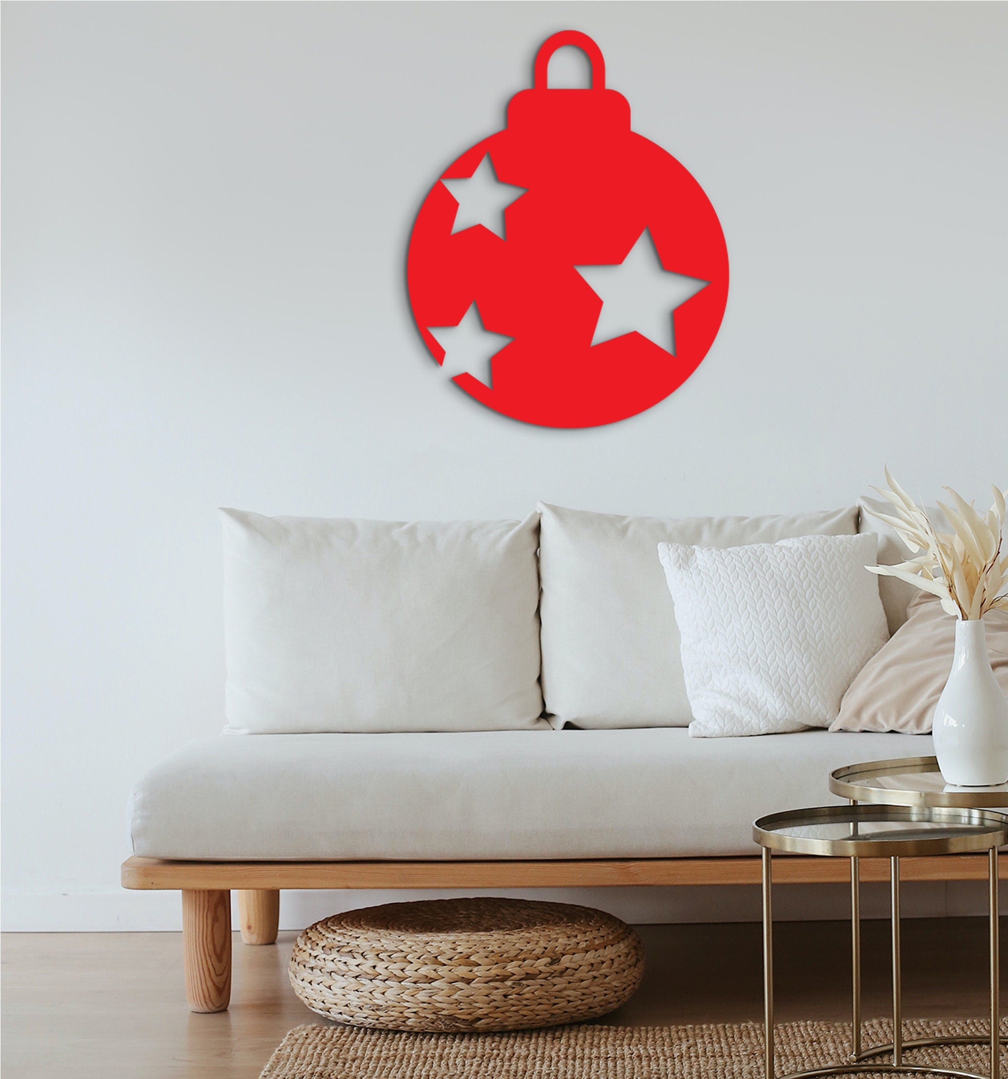 Wooden Christmas Ball Ornament: Handmade Holiday Wall Decor