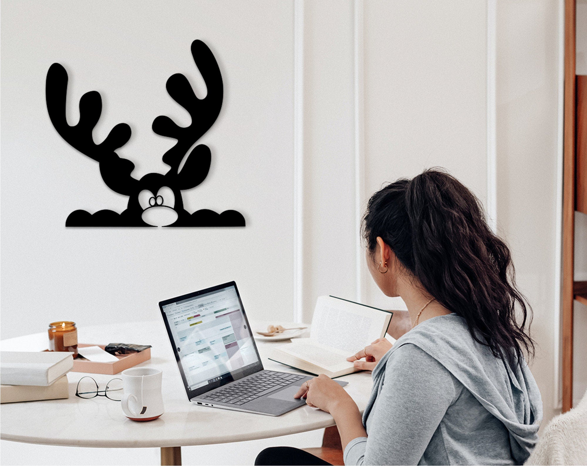 Wooden Rudolf Ornament: Christmas Reindeer Wall Decor