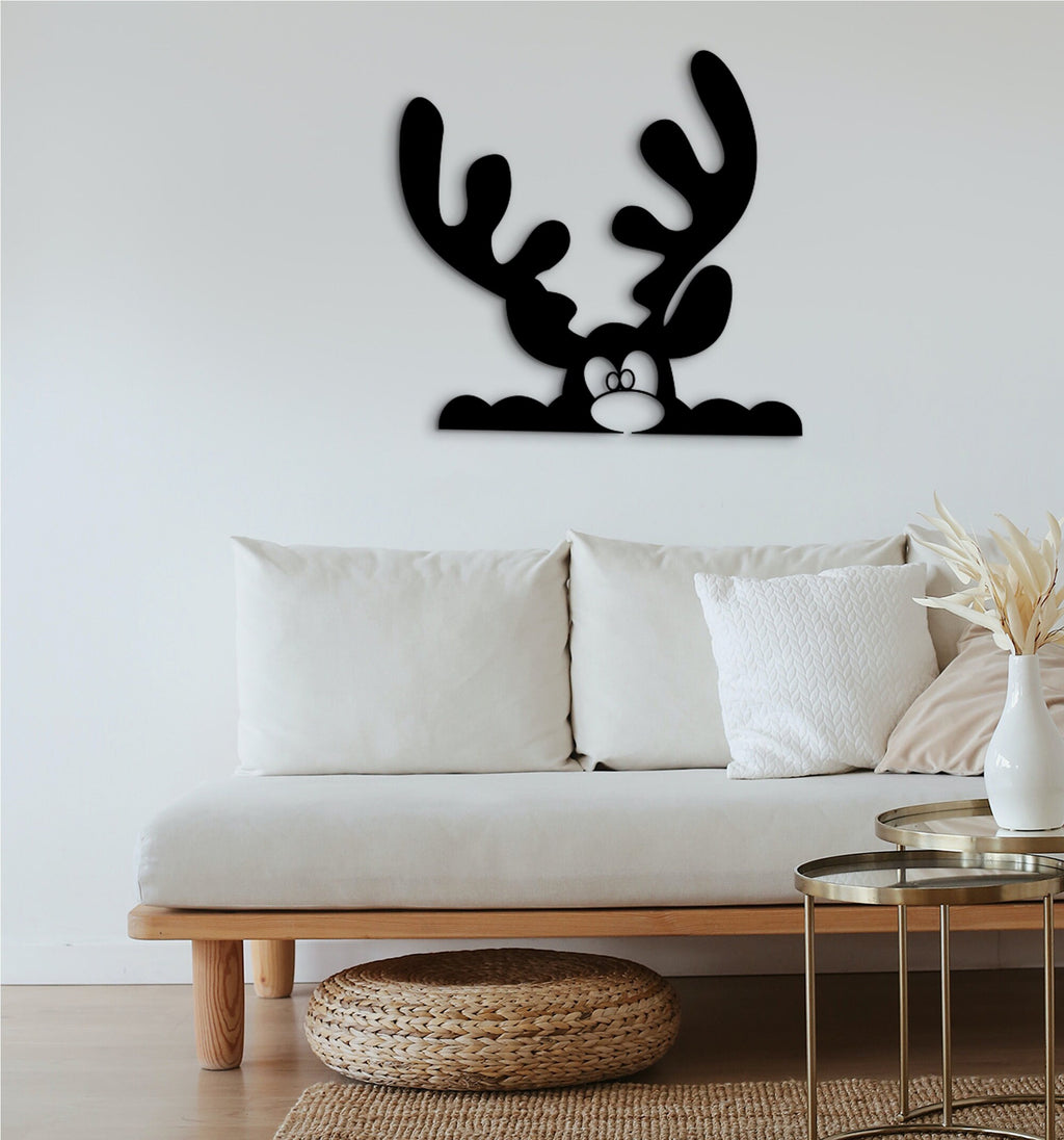 Wooden Rudolf Ornament: Christmas Reindeer Wall Decor