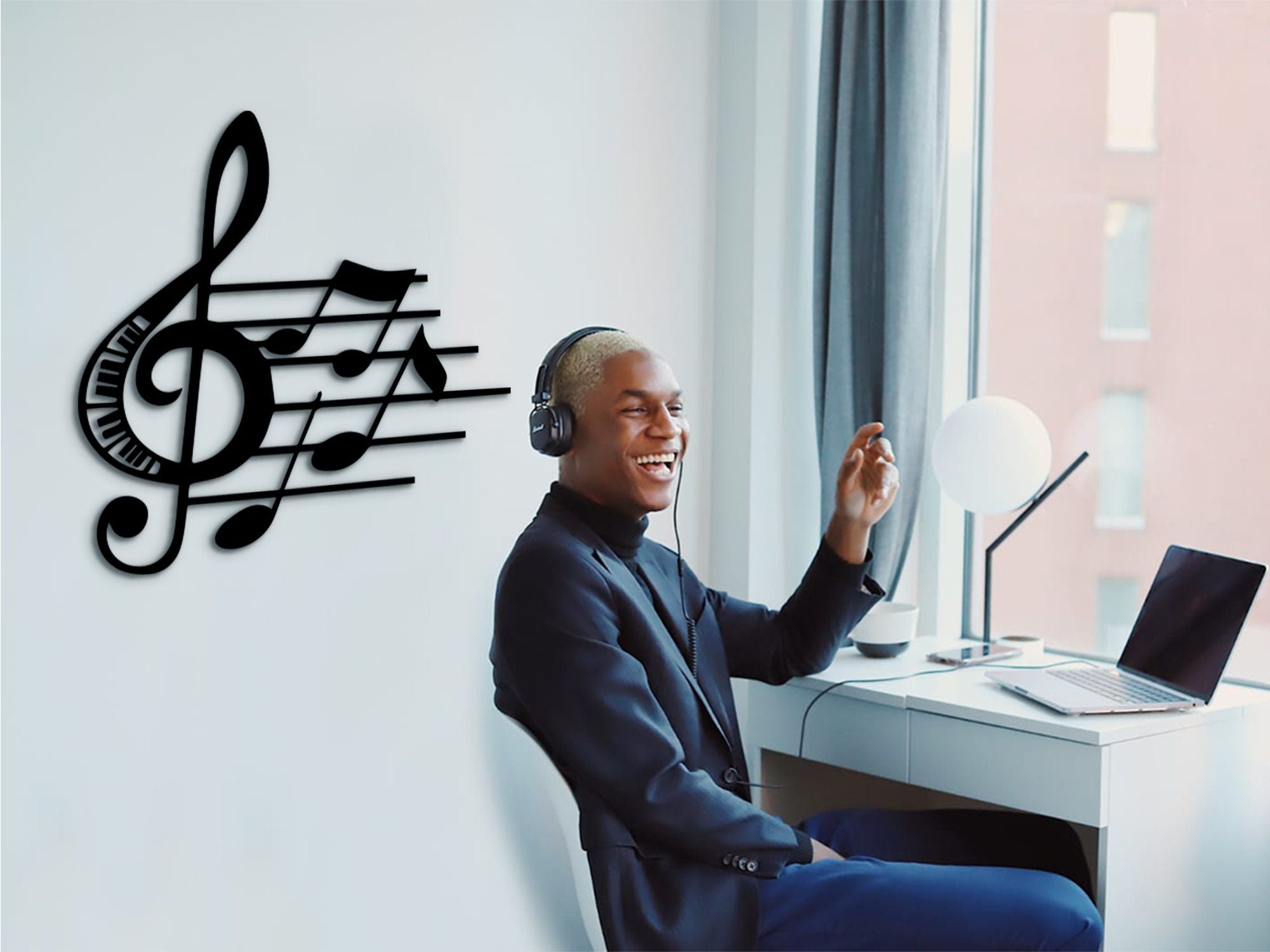 Sol Key Music Notes Wood Wall Art: Music Studio Decor