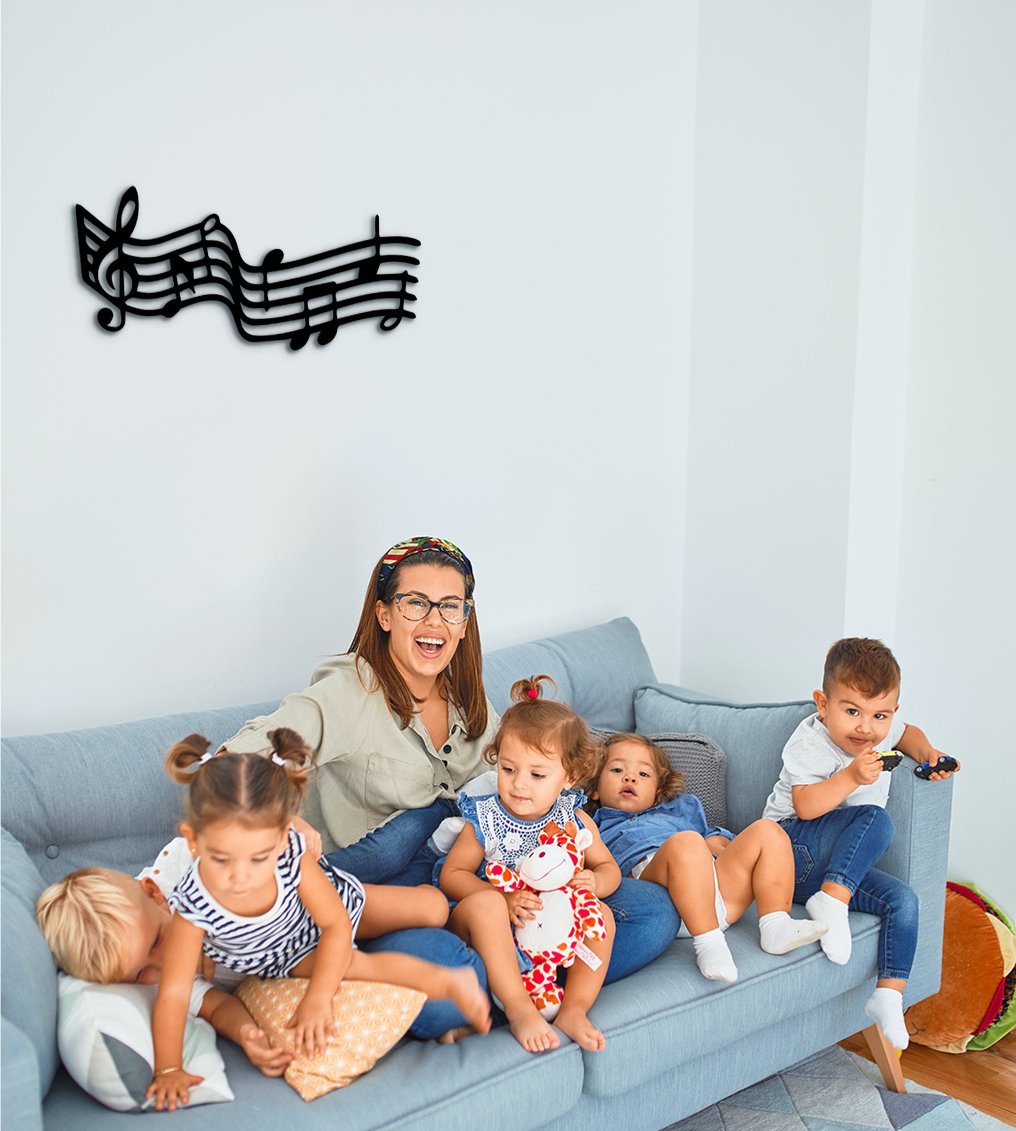 Wood Music Staff Wall Art: Modern Music Room Decor