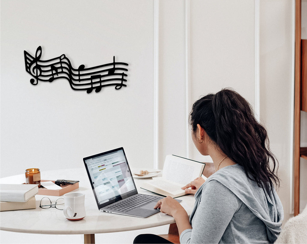 Wood Music Staff Wall Art: Modern Music Room Decor