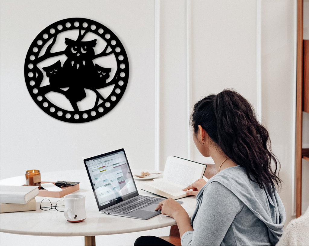 Geometric Owl Wall Decor: FSC Wood, Modern Animal Art