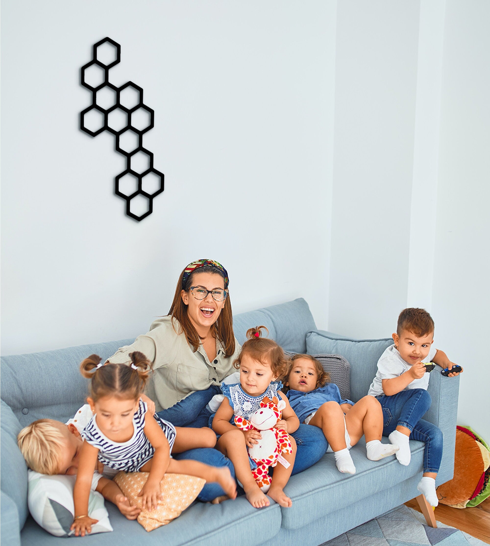Honeycomb Wood Wall Trellis: Geometric Plant Art Panel