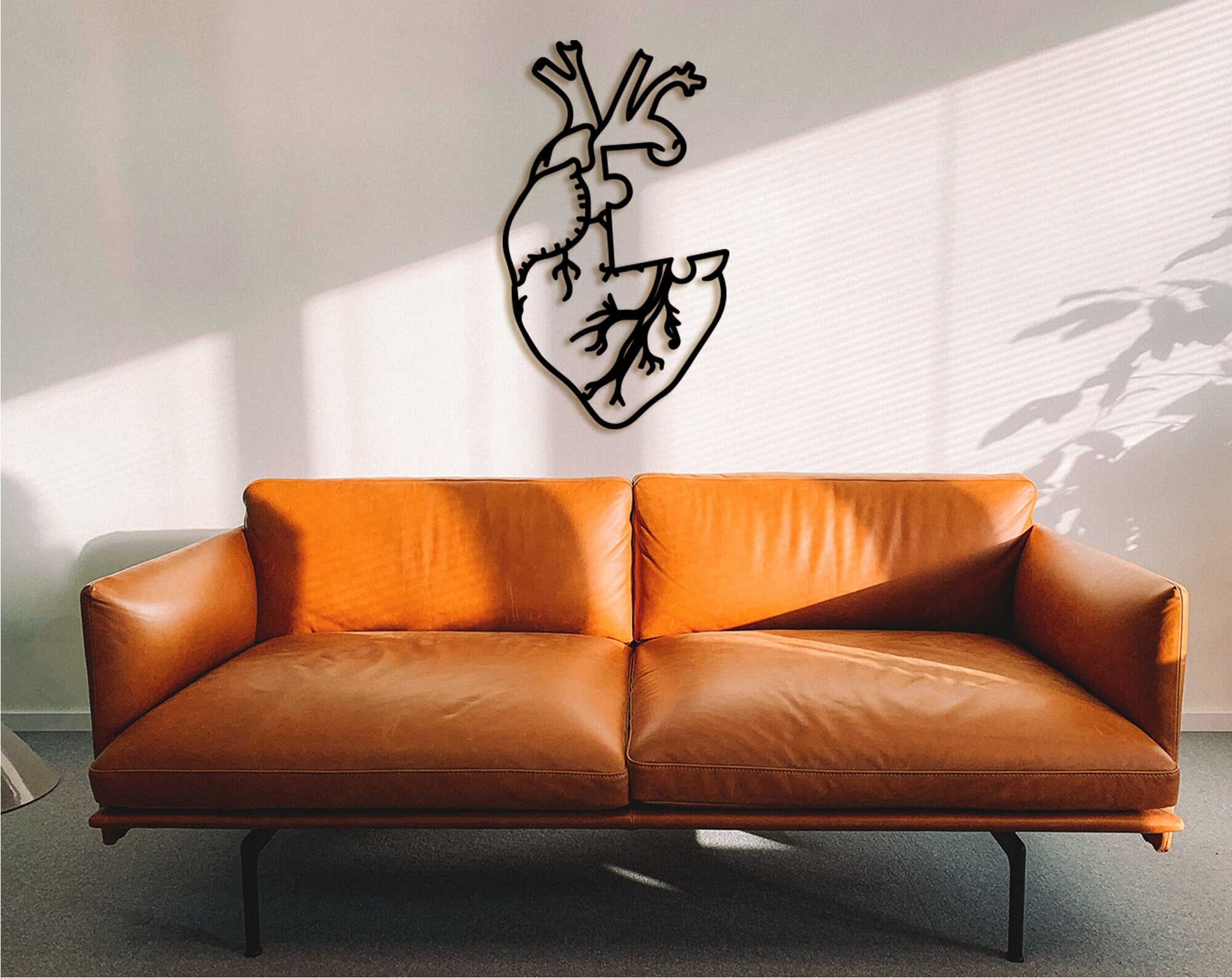 Geometric Human Heart Wall Decor: Laser Cut Wood Art