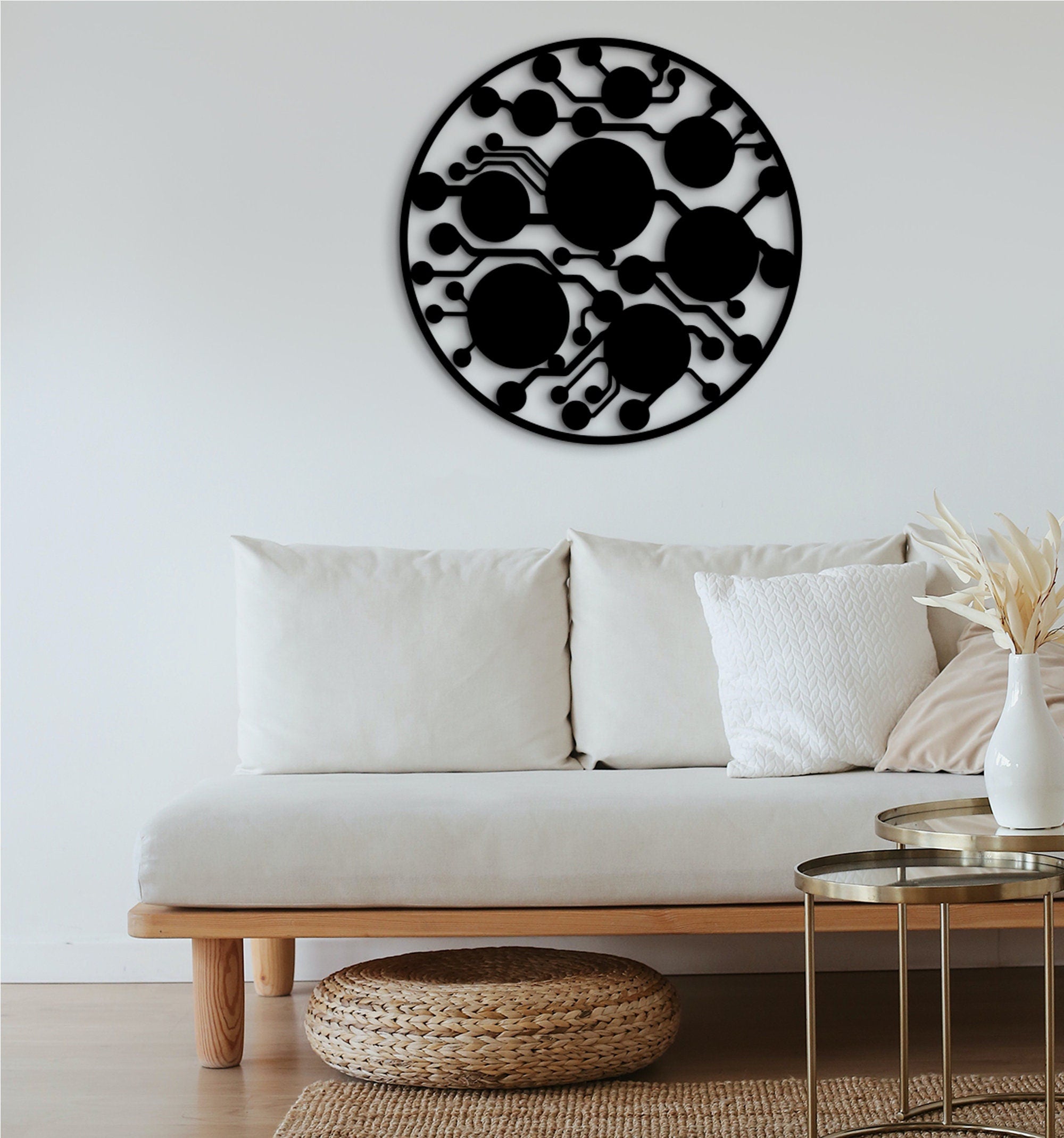 Circuit Board Wall Art: Minimalist Electronic Font Decor