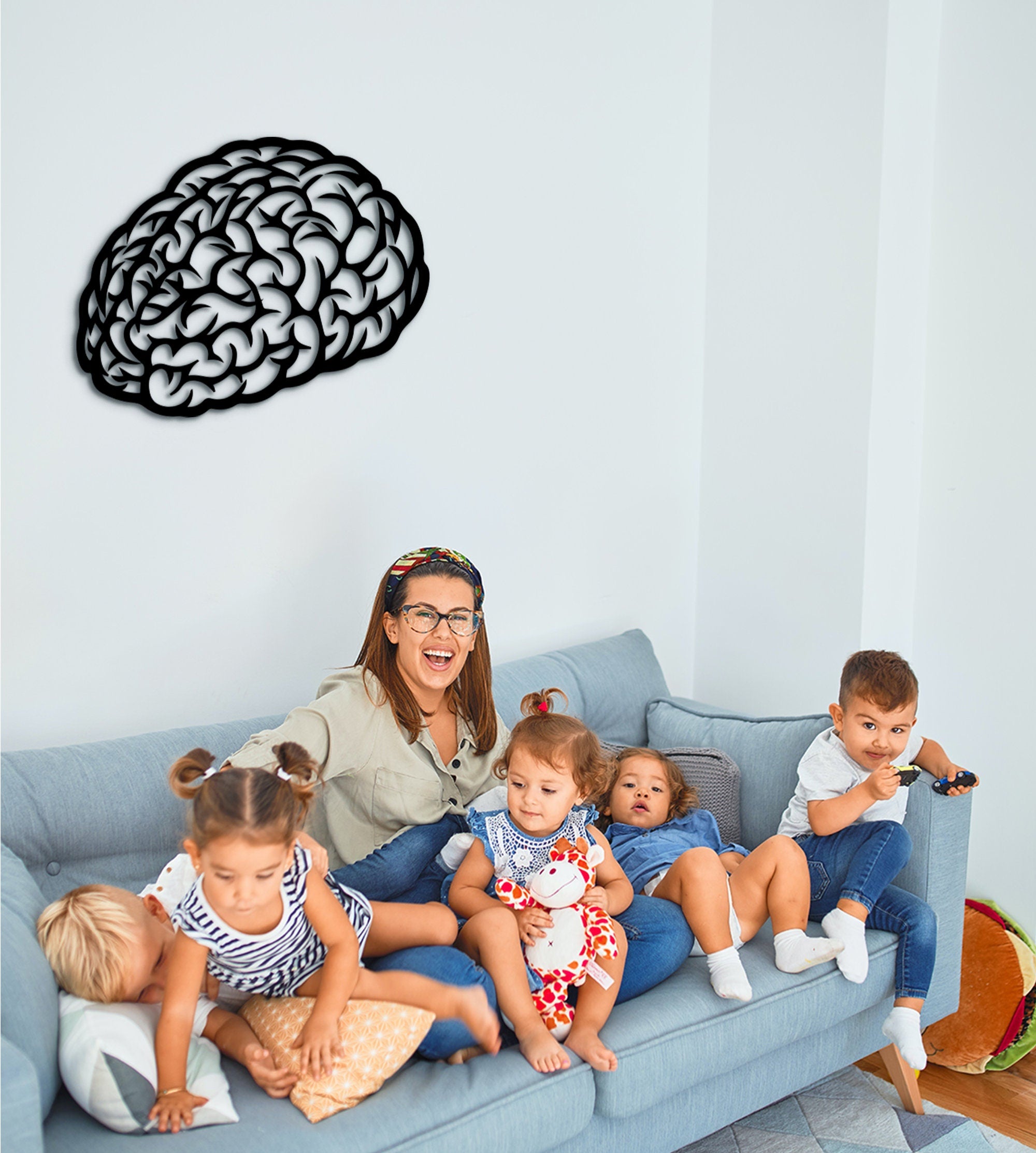 Anatomical Brain Wood Wall Decor: Neurology Gift, Digital Brain Artwork