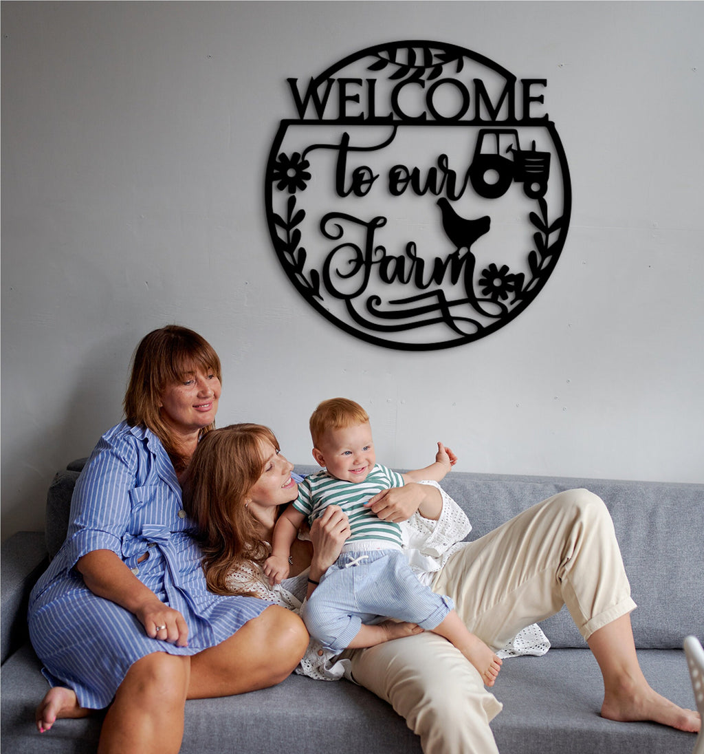Personalized Farmhouse Sign: Welcome To Our Farm, MDF Wall Decor