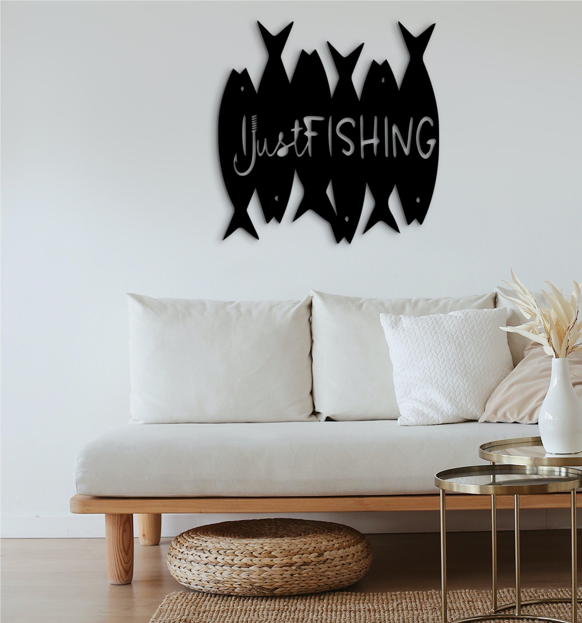 Geometric Fish Wall Art: Angler Gift, Nautical Home Decor