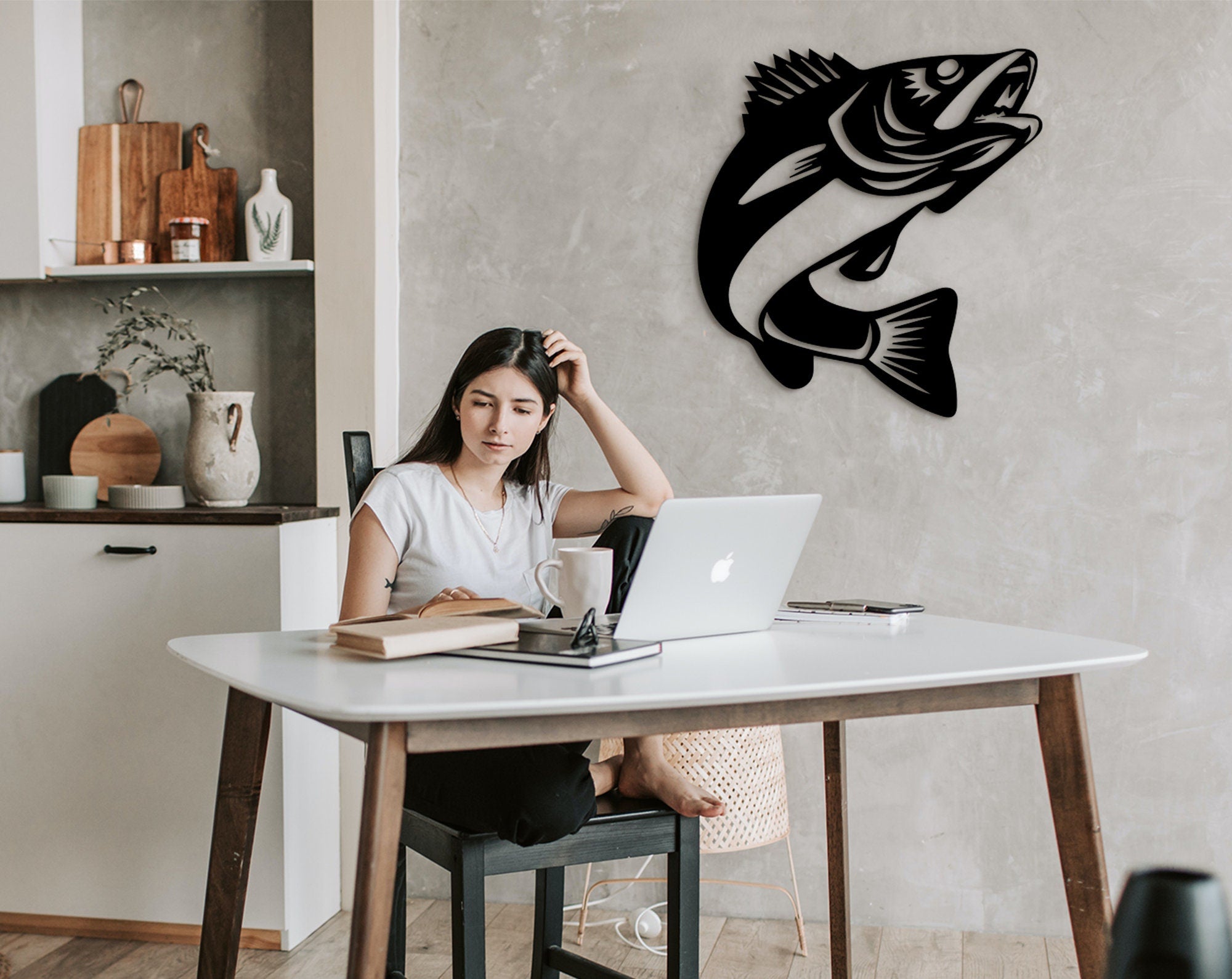 Carp Fish Wall Art: Geometric MDF Nautical Decor