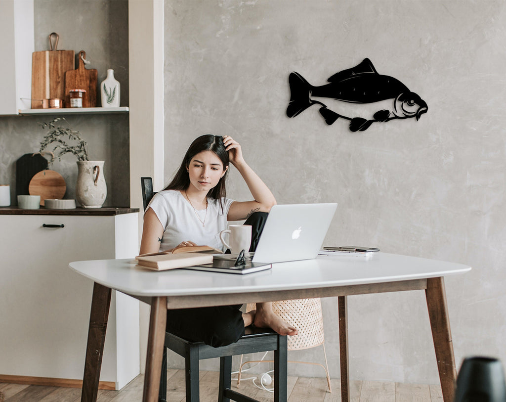 Carp Fish Wall Art: Geometric MDF Nautical Decor