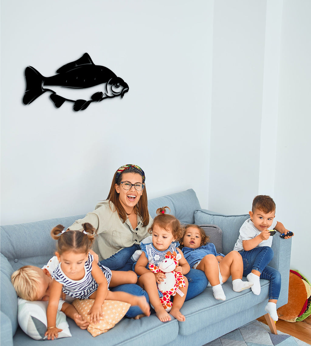 Carp Fish Wall Art: Geometric MDF Nautical Decor