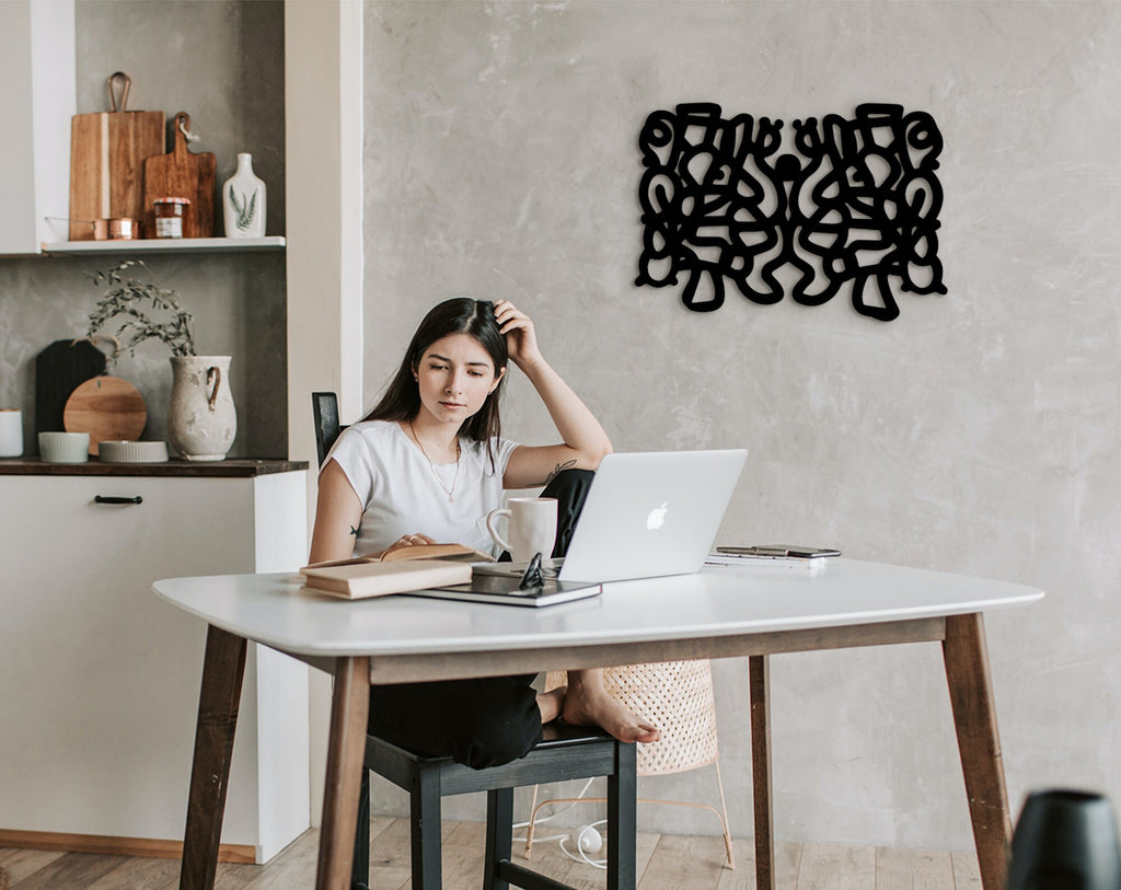 Minimalist Wood Wall Sculpture, Trendy Office Art, Housewarming Gift