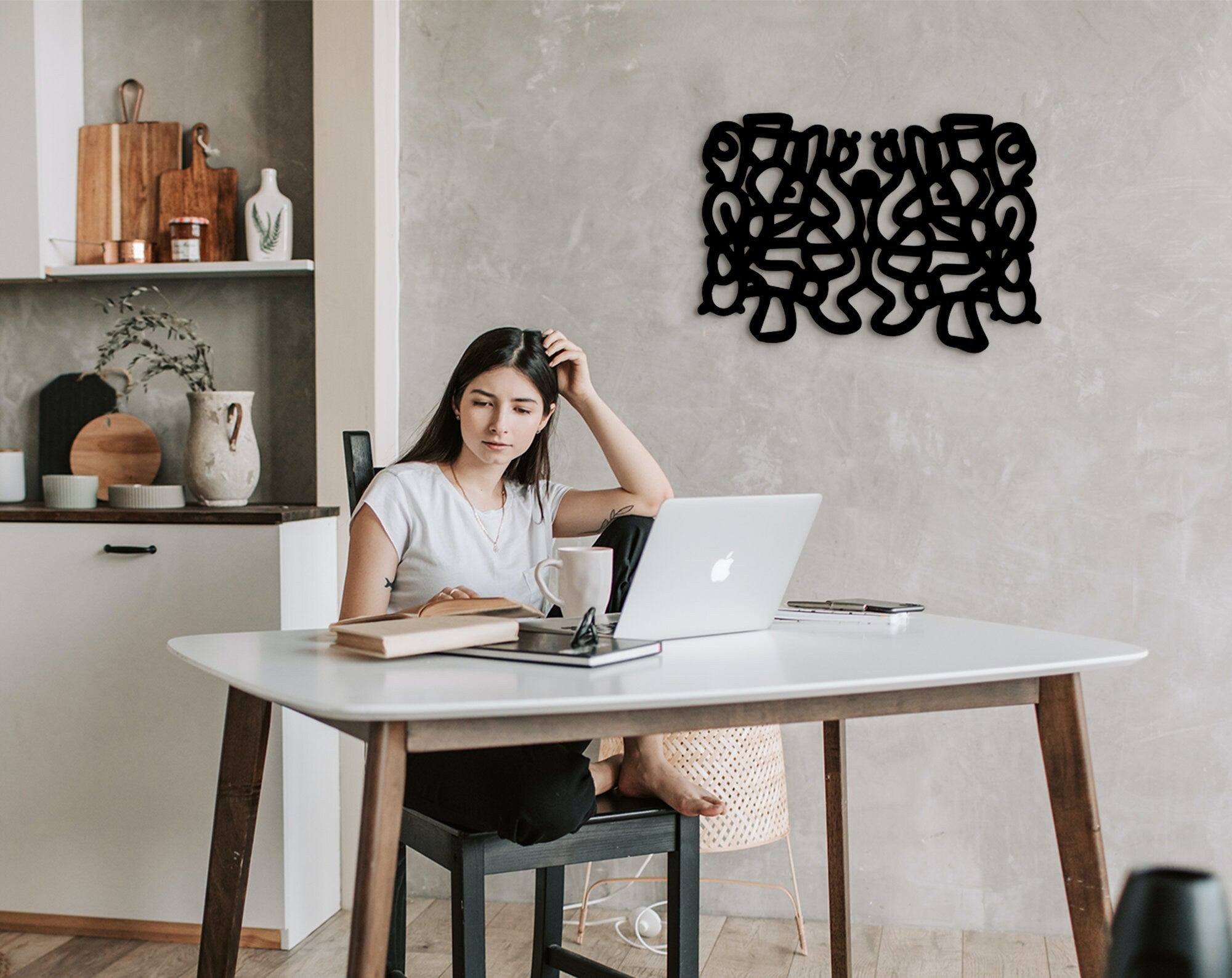 Minimalist Wood Wall Sculpture, Trendy Office Art, Housewarming Gift